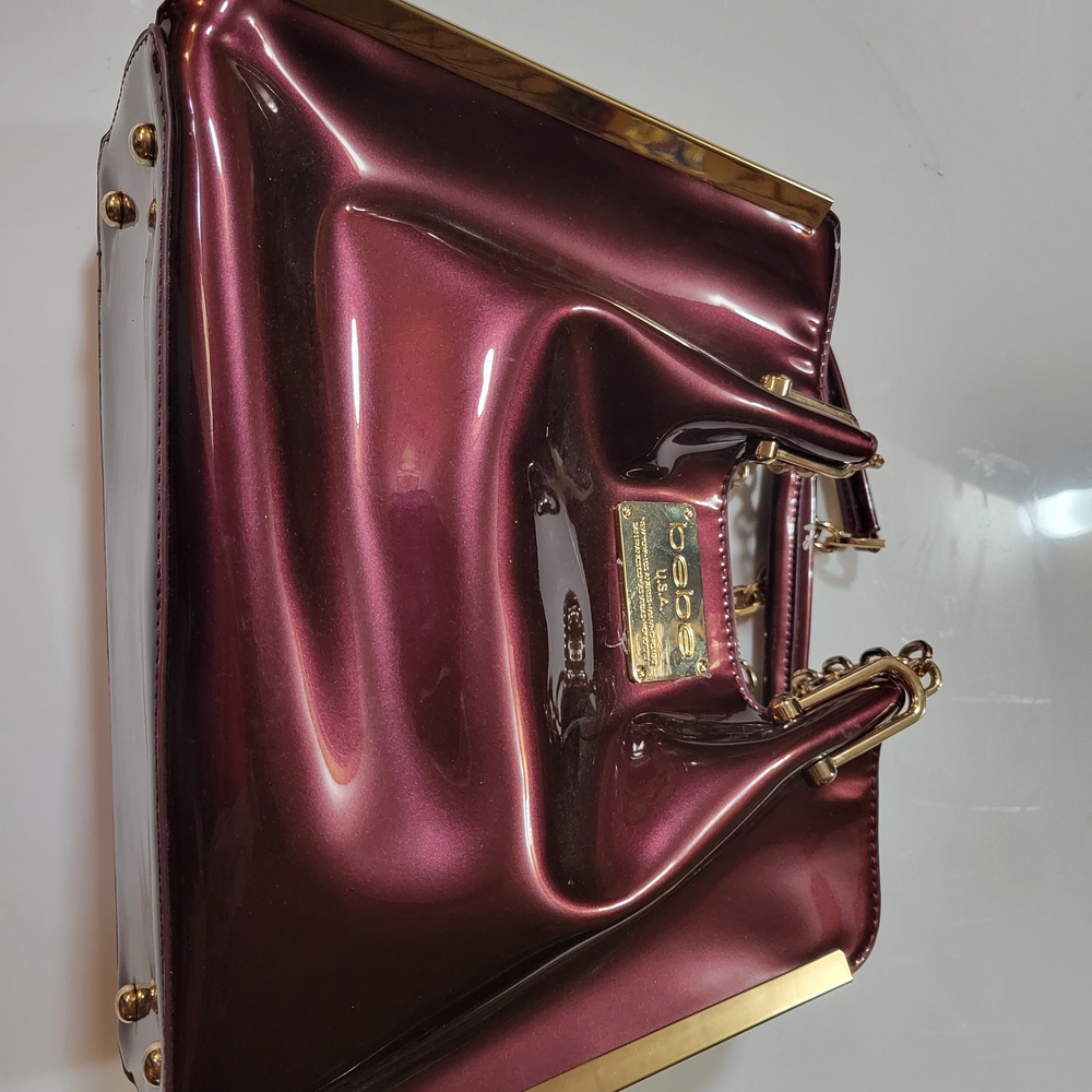 Bebe Metallic Burgandy Women's Bag NEW - Picture 10 of 11
